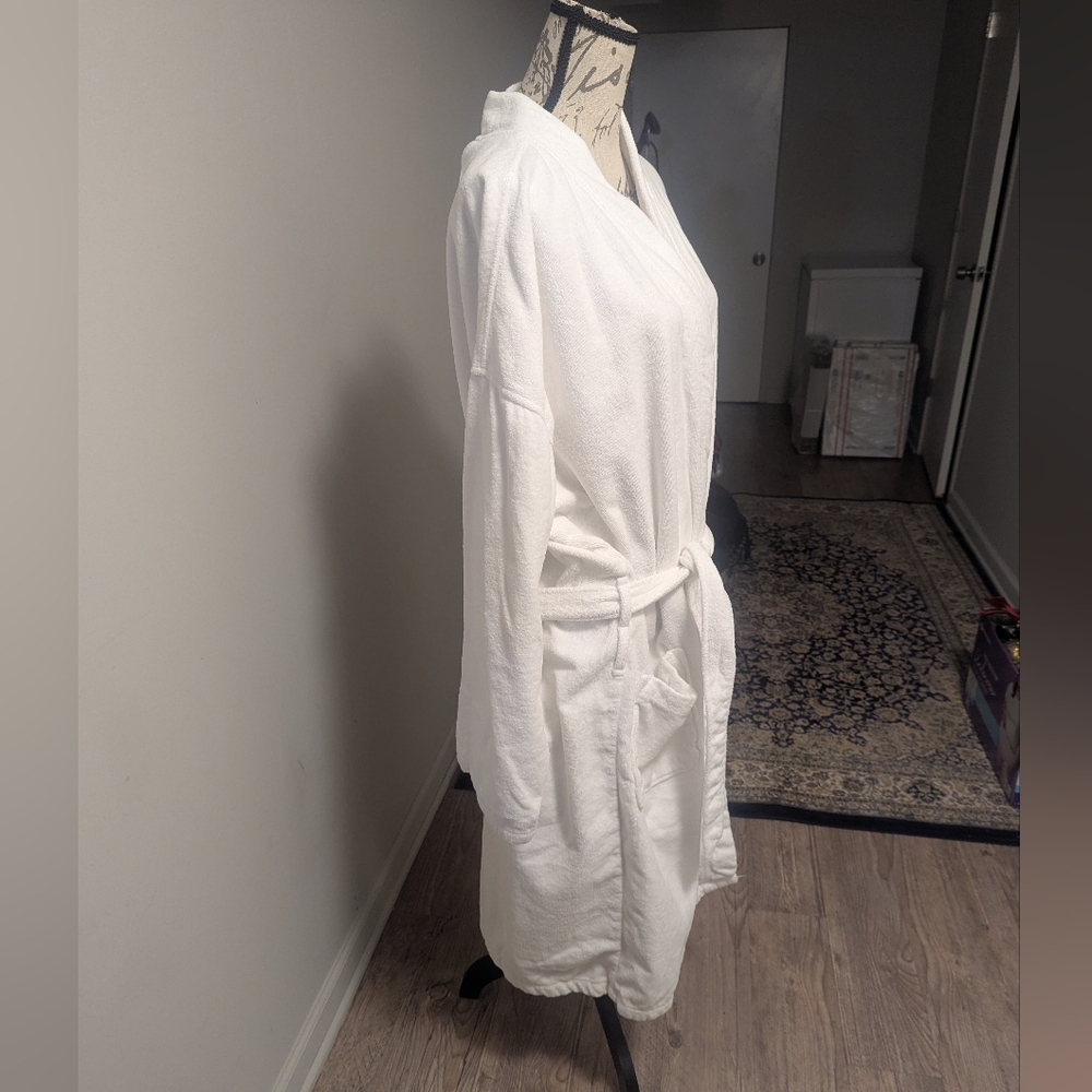 Mens Polo Ralph Lauren Bath Robe Size L/XL White Terry Cloth Pony Horse - Picture 7 of 14